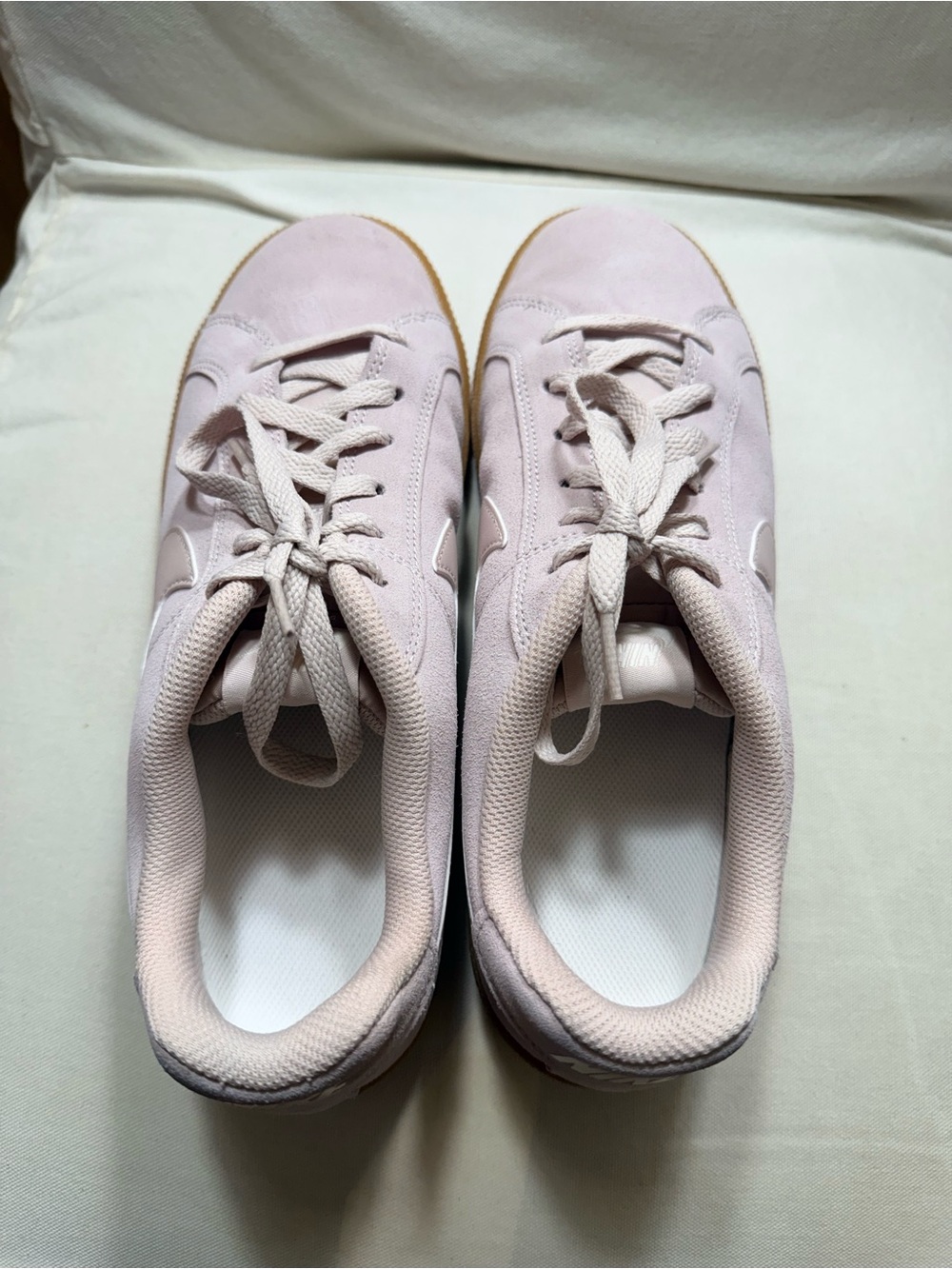 Nike Women's Light Pink Suede Lace-Up Sneakers